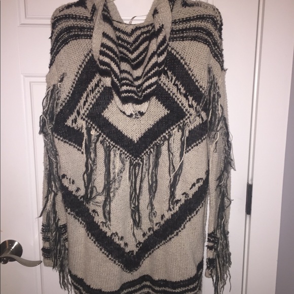 Free People Geo Fringe Sweater Jacket Cardigan S - Picture 6 of 7